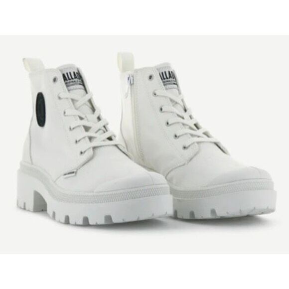 PALLADIUM - NWTIB - L Sz 11 (EUR 43) Pallabase Twill High Top in Stark White ♥️ - Picture 10 of 16